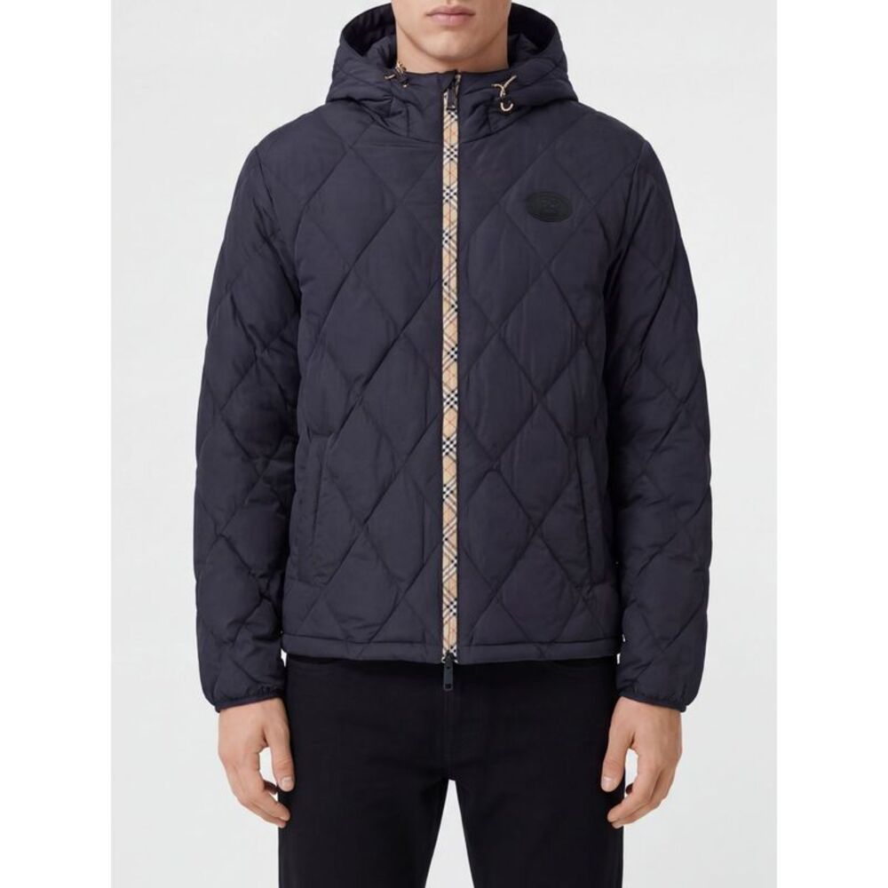 Burberry Men Burberry Hooded Quilted Nylon Puffer Jacket With Ekd Logo